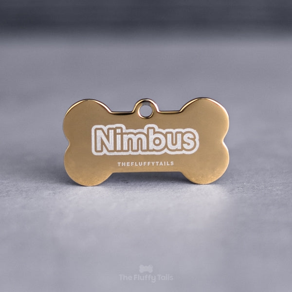 Hundbensformad ID-bricka, tillverkad av rosttfritt stål, med personlig gravyr, graverad med hundens namn