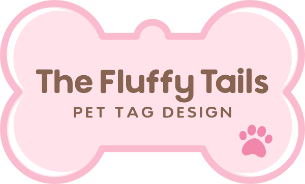 The Fluffy Tails logga, ljusrosa hundben med rosa tass