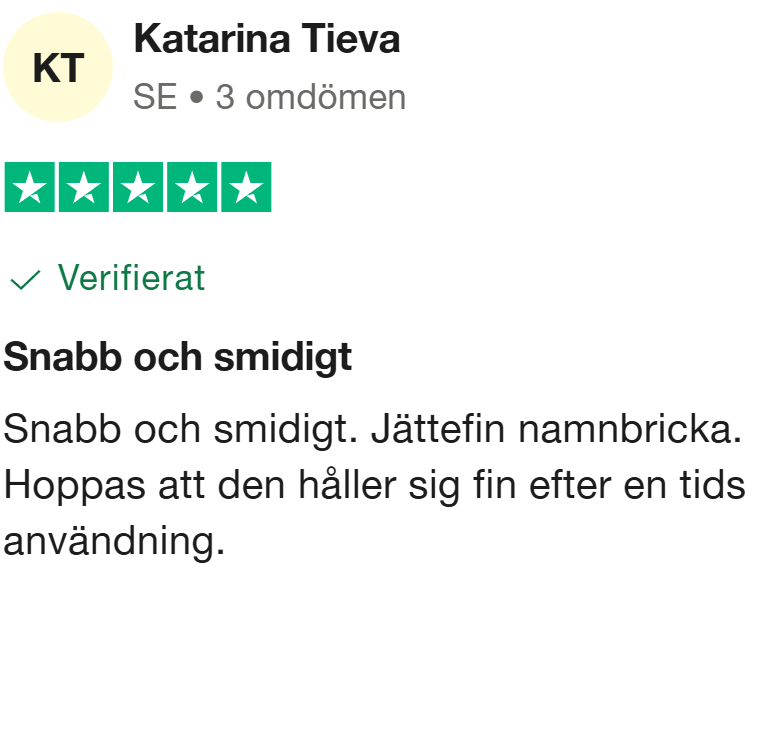 Verifierat trustpilot omdöme med 5 stjärnor