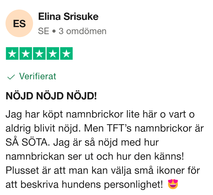 Verifierat trustpilot omdöme med 5 stjärnor