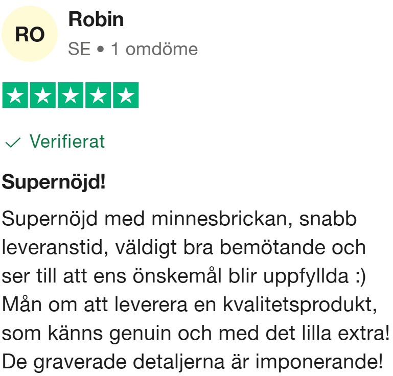 Verifierat trustpilot omdöme med 5 stjärnor