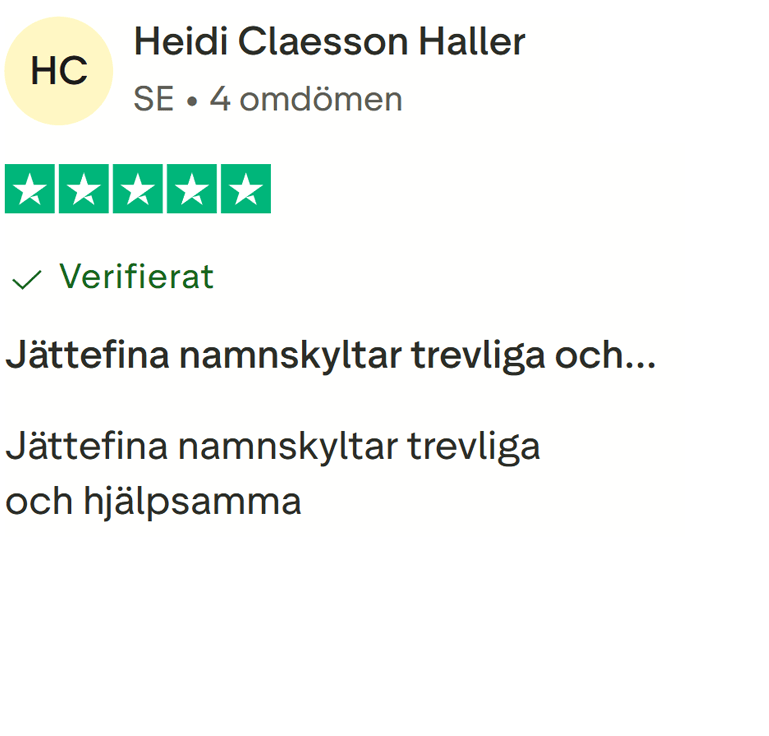 Verifierad, 5-stjärnigt trustpilot recension av en kund 