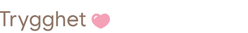 Ordet trygghet med ett rosa hjärta