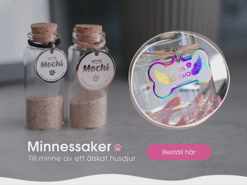 Banner med text, bild och video på minnesprodukter, minnessaker